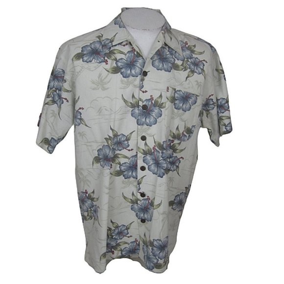 Cherokee Men Hawaiian camp shirt p2p 25 L vintage tropical hibiscus floral - Picture 1 of 8